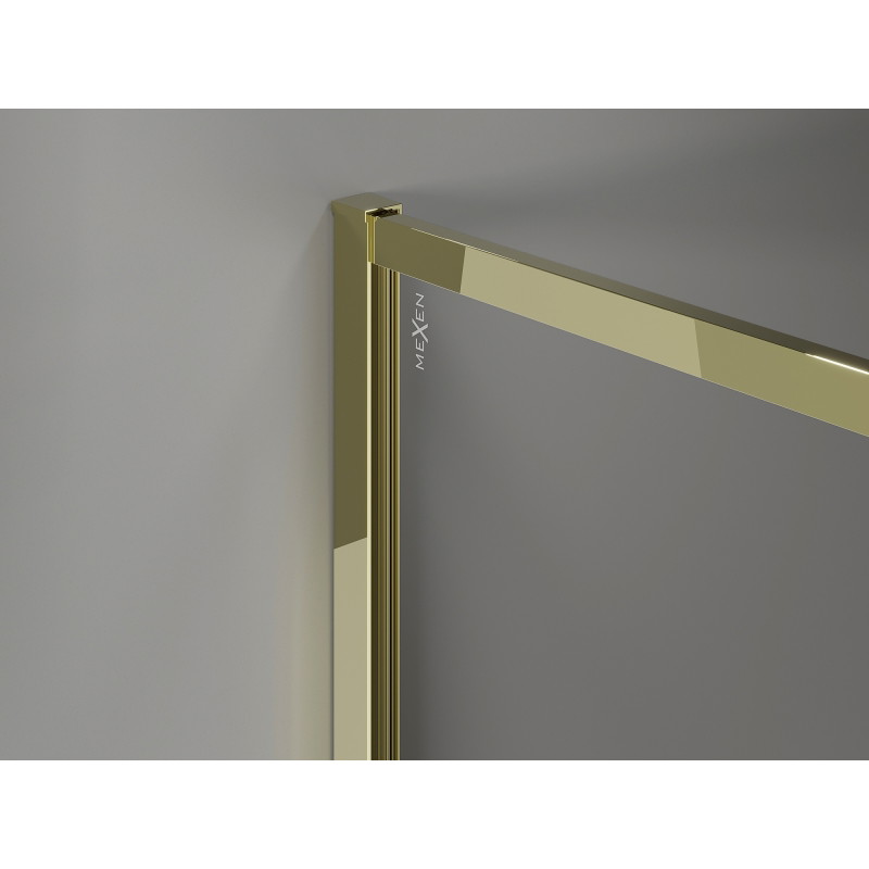 Mexen Kioto-F paroi de douche Walk-in avec cadre 140 x 110 cm, transparent 8 mm, or - 800-140-202-04-50-110