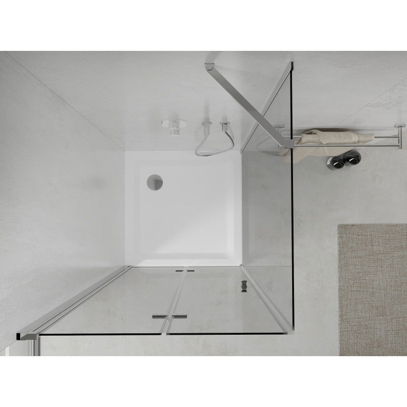 Mexen Lima cabine de douche pliante 80 x 80 cm, transparent, chrome + receveur plat - 856-080-080-01-00-4010