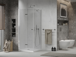 Mexen Lima cabine de douche pliante 80 x 80 cm, transparent, chrome + receveur Flat - 856-080-080-01-00-4010