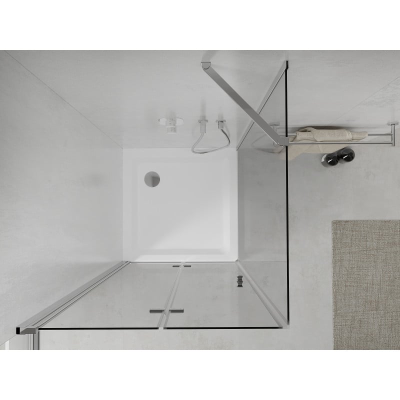 Mexen Lima cabine de douche pliante 70 x 70 cm, transparent, chrome + receveur Flat - 856-070-070-01-00-4010