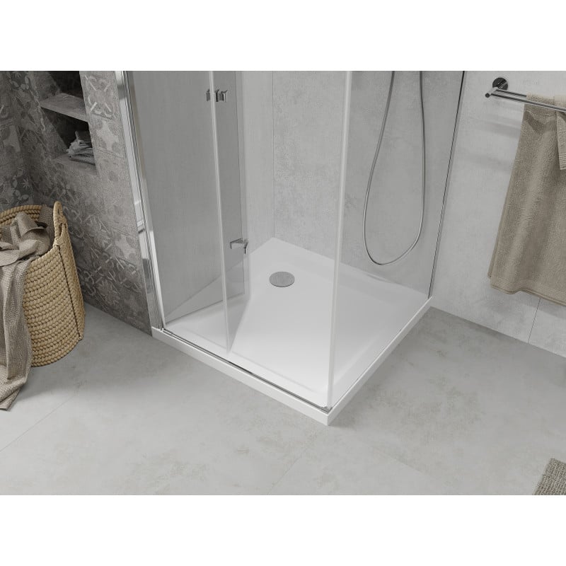 Mexen Lima cabine de douche pliante 70 x 70 cm, transparent, chrome + receveur Flat - 856-070-070-01-00-4010