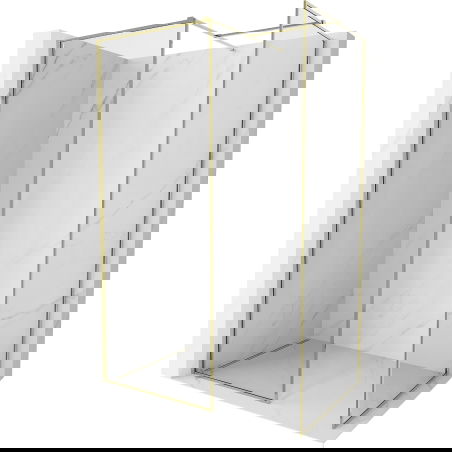 Mexen Kioto-F paroi de douche à l'italienne avec cadre 120 x 120 cm, transparent 8 mm, or - 800-120-202-04-50-120