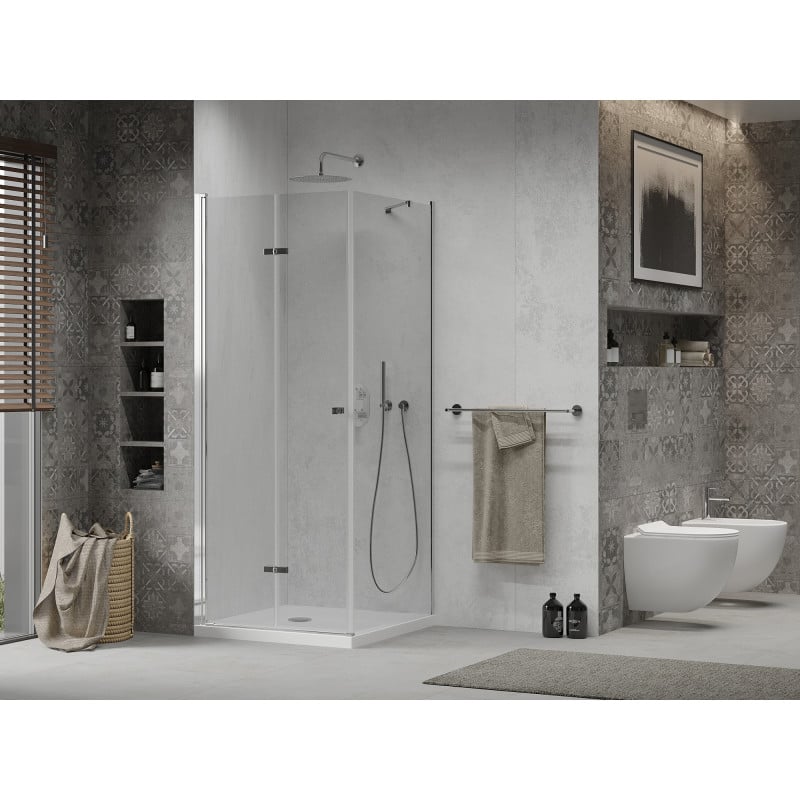 Mexen Lima cabine de douche pliante 70 x 70 cm, transparent, chrome + receveur Flat - 856-070-070-01-00-4010