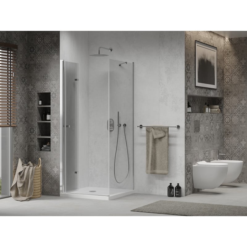 Mexen Lima cabine de douche pliante 70 x 70 cm, transparent, chrome + receveur Flat - 856-070-070-01-00-4010