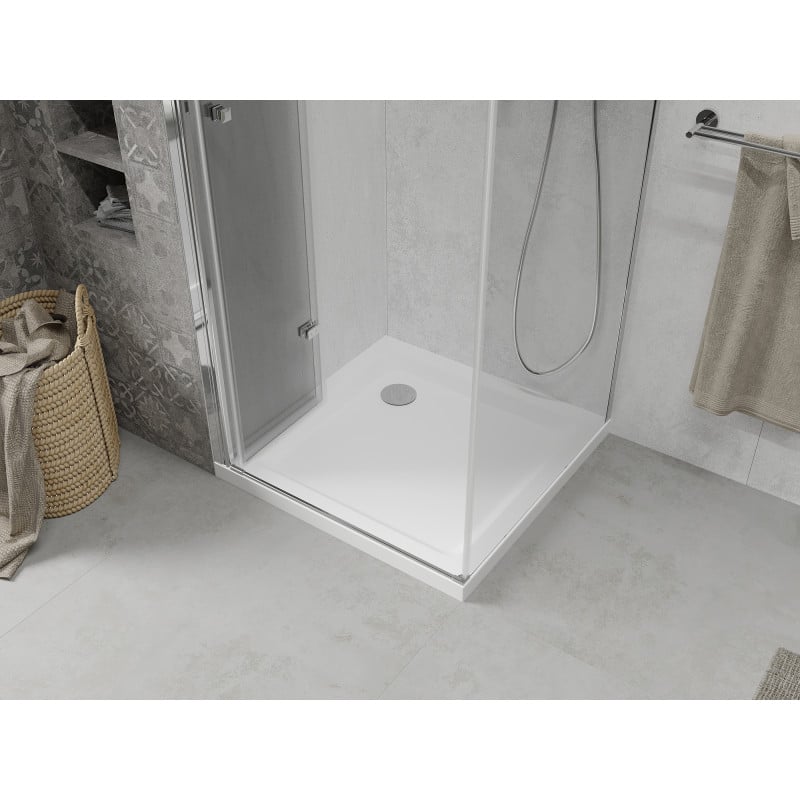 Mexen Lima cabine de douche pliante 70 x 70 cm, transparent, chrome + receveur Flat - 856-070-070-01-00-4010