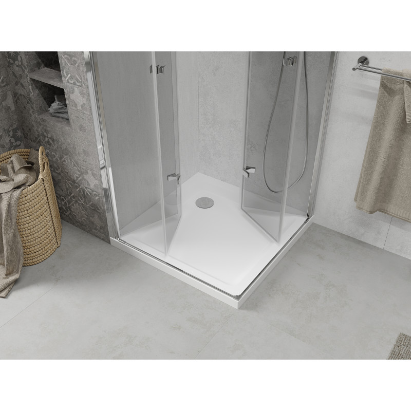 Mexen Lima Duo cabine de douche pliante 70 x 70 cm, transparent, chrome + receveur Flat - 856-070-070-01-02-4010