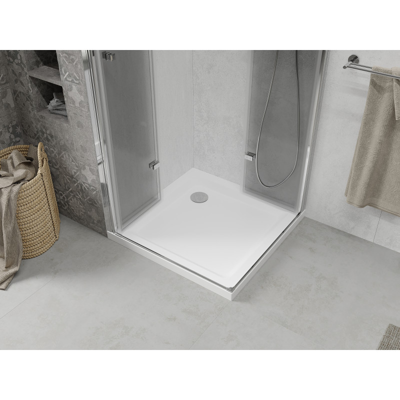Mexen Lima Duo cabine de douche pliante 70 x 70 cm, transparent, chrome + receveur Flat - 856-070-070-01-02-4010