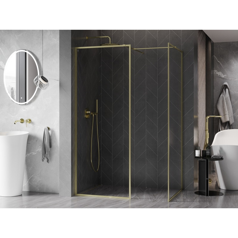 Mexen Kioto-F Paroi de douche Walk-in avec cadre 105 x 70 cm, transparent 8 mm, or brossé - 800-105-202-04-55-070