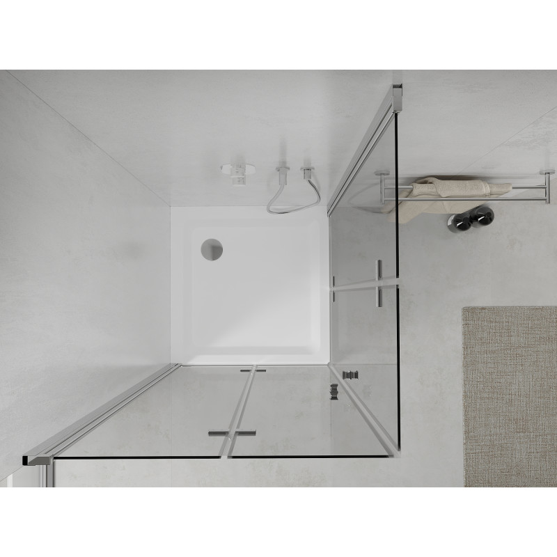 Mexen Lima Duo cabine de douche pliante 80 x 80 cm, transparent, chrome + receveur plat - 856-080-080-01-02-4010
