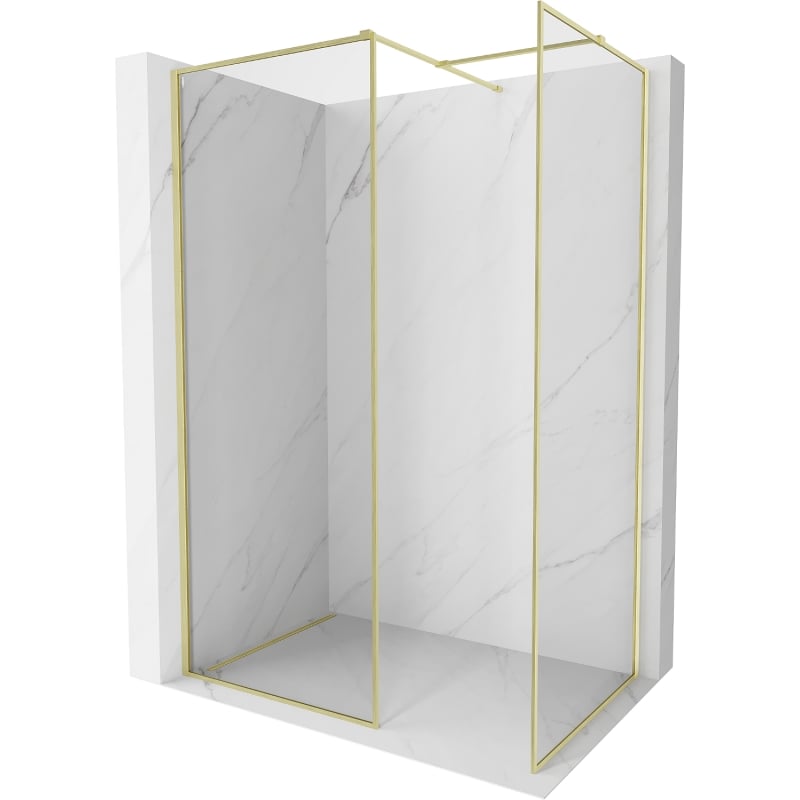 Mexen Kioto-F Paroi de douche Walk-in avec cadre 140 x 110 cm, transparent 8 mm, or brossé - 800-140-202-04-55-110