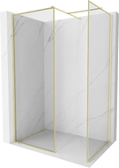 Mexen Kioto-F paroi de douche Walk-in avec cadre 145 x 110 cm, transparent 8 mm, or brossé - 800-145-202-04-55-110