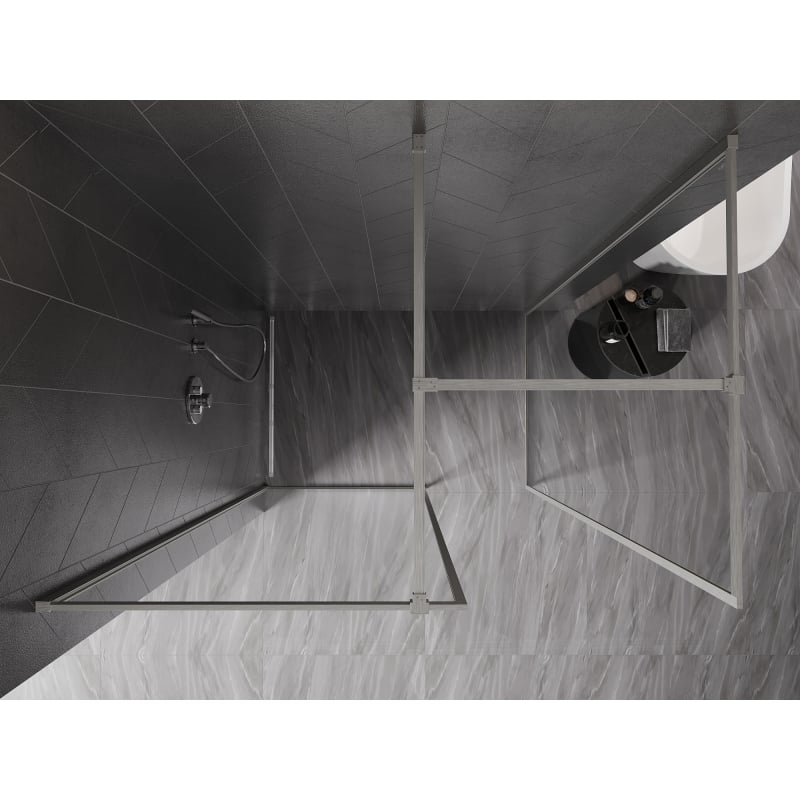 Mexen Kioto-F Paroi de douche Walk-in avec cadre 140 x 115 cm, transparent 8 mm, nickel brossé - 800-140-202-04-97-115