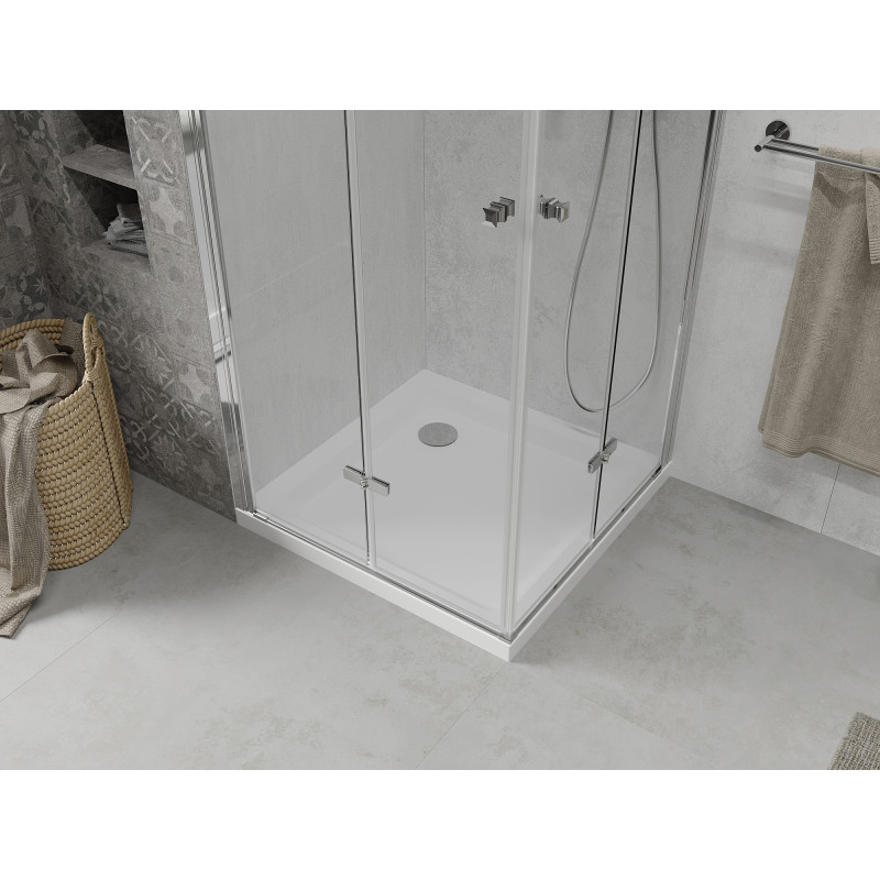 Mexen Lima Duo cabine de douche pliante 100 x 100 cm, transparent, chrome + receveur Flat - 856-100-100-01-02-4010
