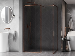 Mexen Kioto-F paroi de douche Walk-in avec cadre 90 x 75 cm, transparent 8 mm, or rose - 800-090-202-04-60-075