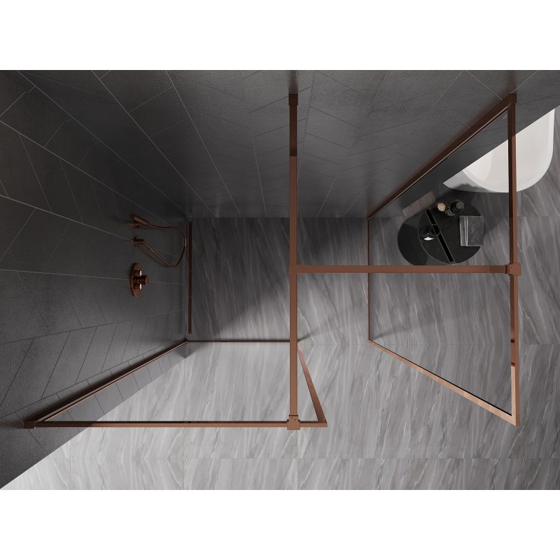 Mexen Kioto-F paroi de douche Walk-in avec cadre 100 x 75 cm, transparent 8 mm, or rose - 800-100-202-04-60-075