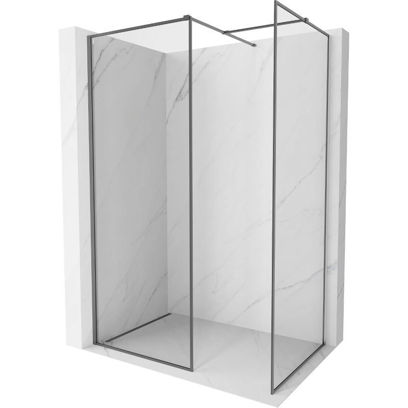 Mexen Kioto-F paroi de douche Walk-in avec cadre 135 x 70 cm, transparent 8 mm, gun metal - 800-135-202-04-95-070