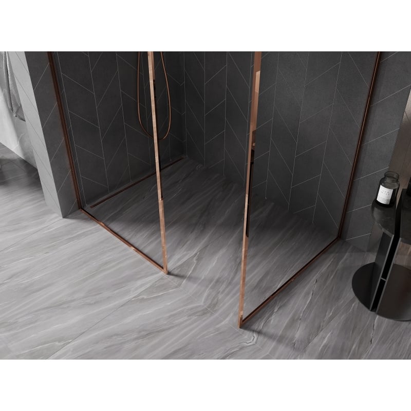 Mexen Kioto-F paroi de douche Walk-in avec cadre 170 x 80 cm, transparent 8 mm, or rose - 800-170-202-04-60-080