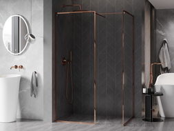 Mexen Kioto-F paroi de douche Walk-in avec cadre 155 x 90 cm, transparent 8 mm, or rose - 800-155-202-04-60-090
