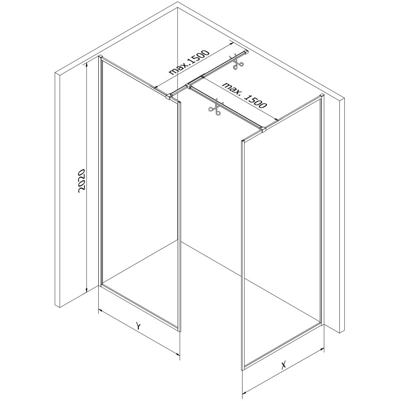 Mexen Kioto-F paroi de douche Walk-in avec cadre 135 x 100 cm, transparent 8 mm, or rose - 800-135-202-04-60-100