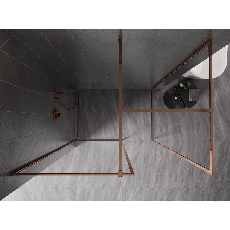 Mexen Kioto-F paroi de douche Walk-in avec cadre 135 x 100 cm, transparent 8 mm, or rose - 800-135-202-04-60-100