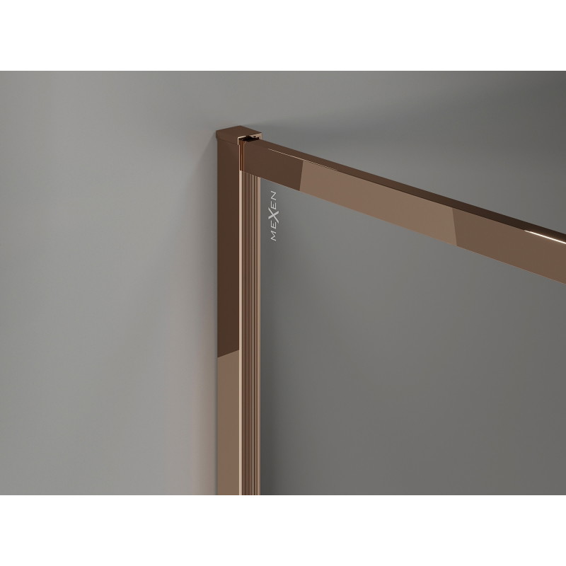 Mexen Kioto-F paroi de douche Walk-in avec cadre 135 x 100 cm, transparent 8 mm, or rose - 800-135-202-04-60-100