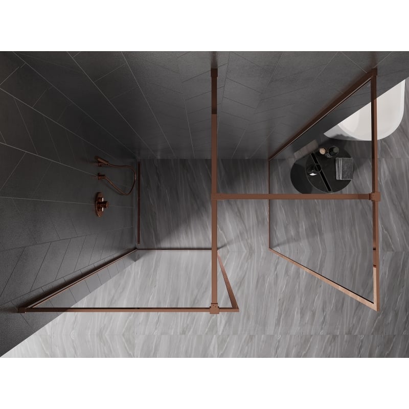 Mexen Kioto-F paroi de douche Walk-in avec cadre 160 x 100 cm, transparent 8 mm, or rose - 800-160-202-04-60-100