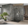Mexen Omega cabine de douche coulissante 100 x 80 cm, transparent, chromé + bac à douche plat, noir - 825-100-080-01-00-4070