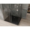 Mexen Omega cabine de douche coulissante 100 x 80 cm, transparent, chromé + bac à douche plat, noir - 825-100-080-01-00-4070