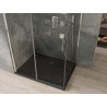 Mexen Omega cabine de douche coulissante 100 x 80 cm, transparent, chromé + bac à douche plat, noir - 825-100-080-01-00-4070