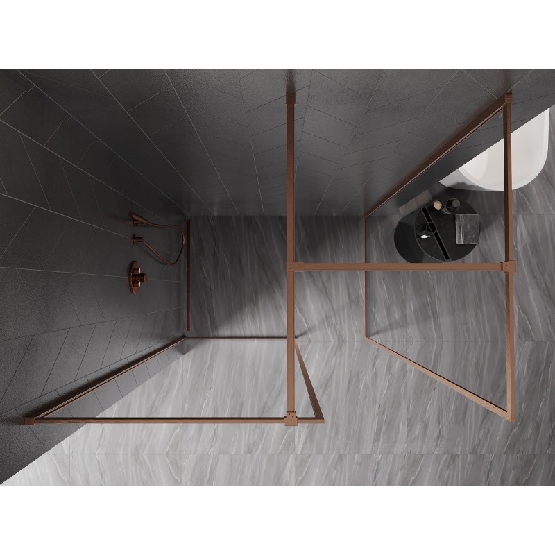 Mexen Kioto-F paroi de douche Walk-in avec cadre 120 x 70 cm, transparent 8 mm, cuivre brossé - 800-120-202-04-65-070