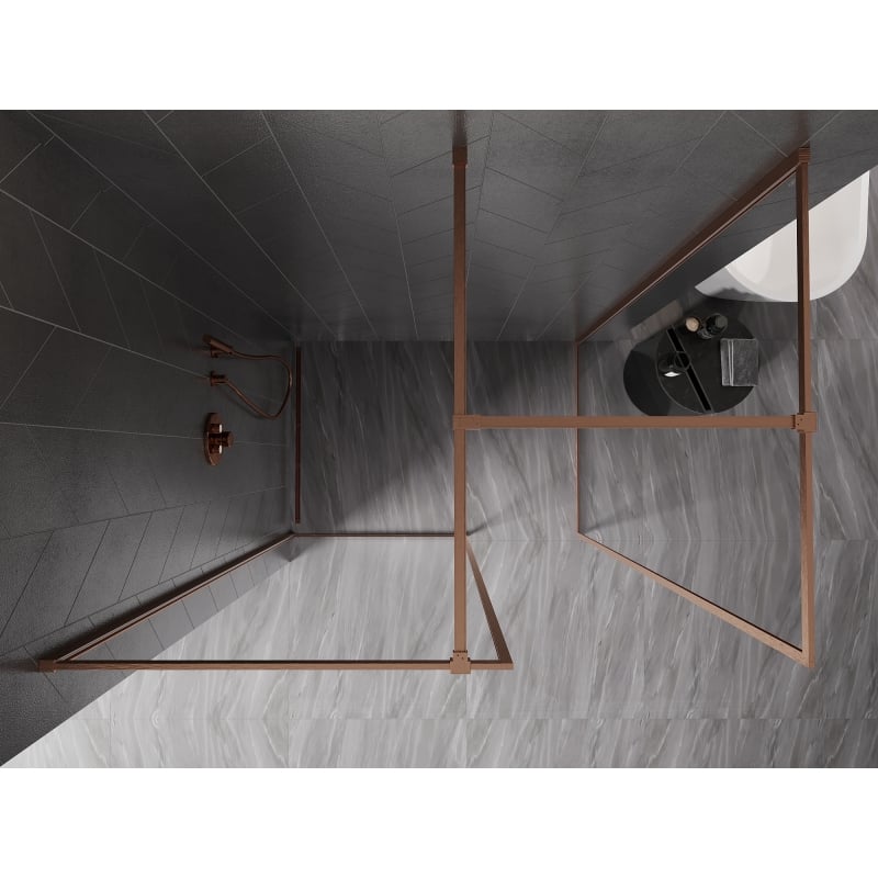 Mexen Kioto-F paroi de douche Walk-in avec cadre 160 x 90 cm, transparent 8 mm, cuivre brossé - 800-160-202-04-65-090