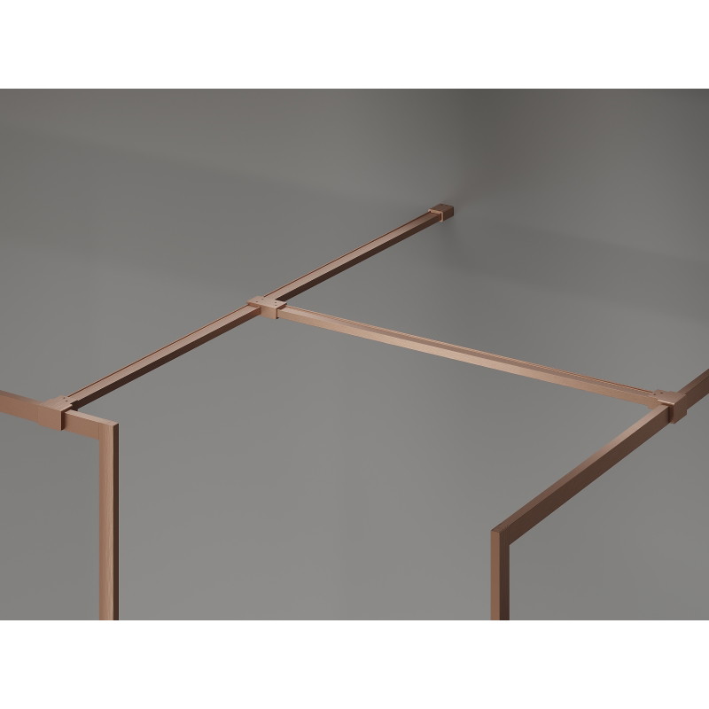 Mexen Kioto-F paroi de douche Walk-in avec cadre 150 x 95 cm, transparent 8 mm, cuivre brossé - 800-150-202-04-65-095