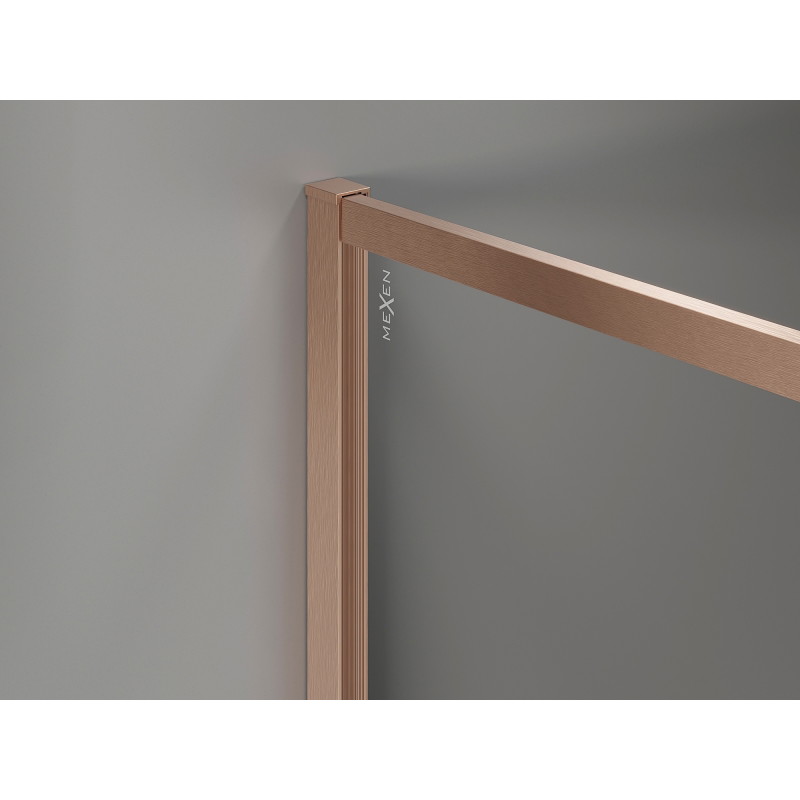 Mexen Kioto-F paroi de douche Walk-in avec cadre 140 x 110 cm, transparent 8 mm, cuivre brossé - 800-140-202-04-65-110