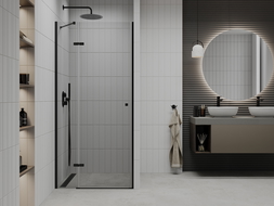 Porte de douche pivotante Mexen Roma 70 cm, transparente, noire - 854-070-000-70-00