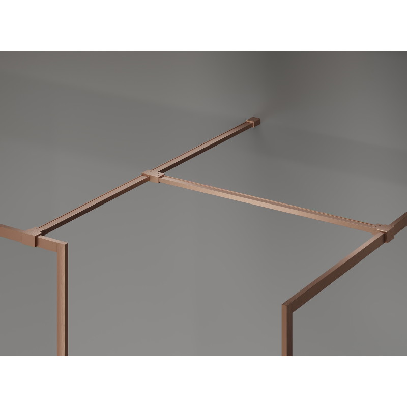 Mexen Kioto-F Paroi de douche Walk-in avec cadre 150 x 120 cm, transparent 8 mm, cuivre brossé - 800-150-202-04-65-120
