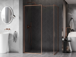 Mexen Kioto-F Paroi de douche Walk-in avec cadre 180 x 120 cm, transparent 8 mm, cuivre brossé - 800-180-202-04-65-120
