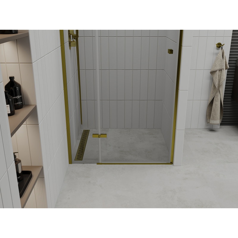 Mexen Roma porte de douche pivotante 70 cm, transparent, dorée - 854-070-000-50-00