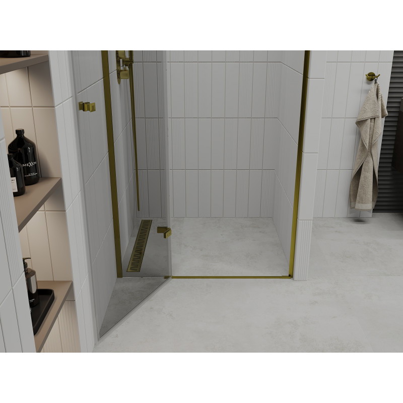 Mexen Roma porte de douche pivotante 80 cm, transparente, dorée - 854-080-000-50-00