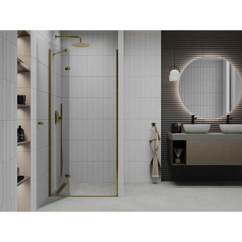 Mexen Roma porte de douche pivotante 90 cm, transparent, dorée - 854-090-000-50-00