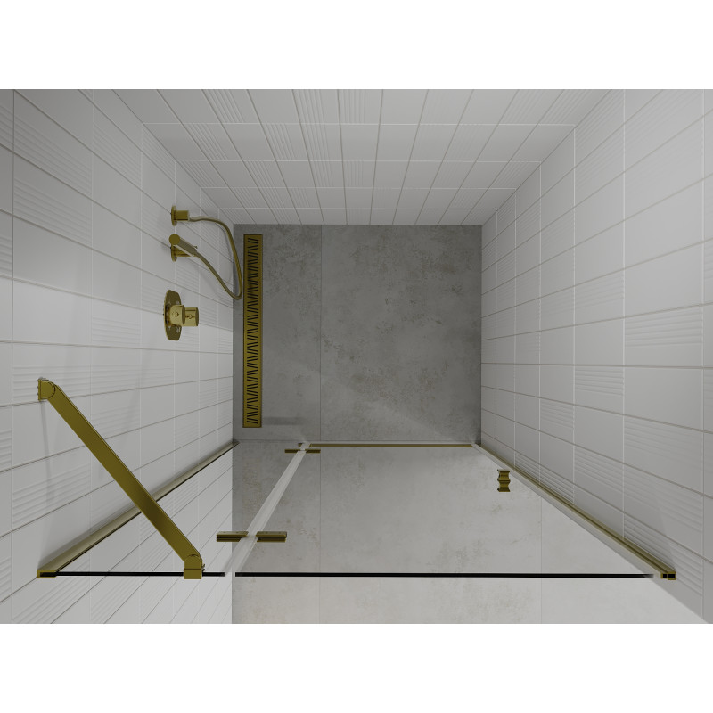 Mexen Roma porte de douche pivotante 90 cm, transparent, dorée - 854-090-000-50-00
