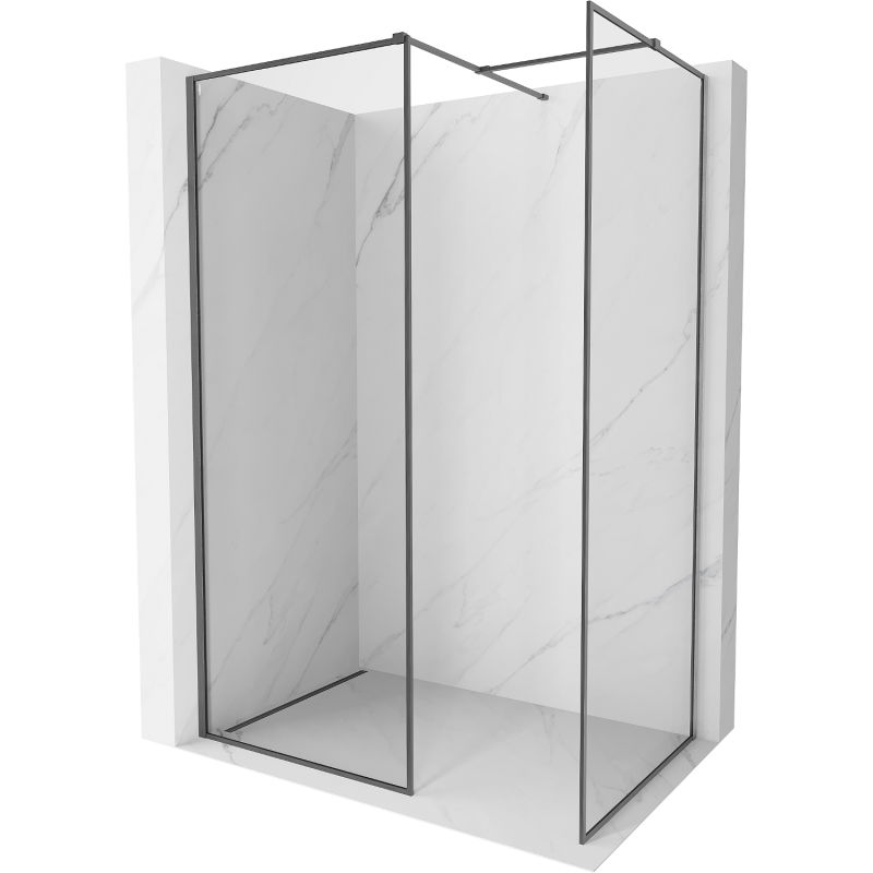Mexen Kioto-F paroi de douche Walk-in avec cadre 140 x 95 cm, transparent 8 mm, gris canon brossé - 800-140-202-04-66-095