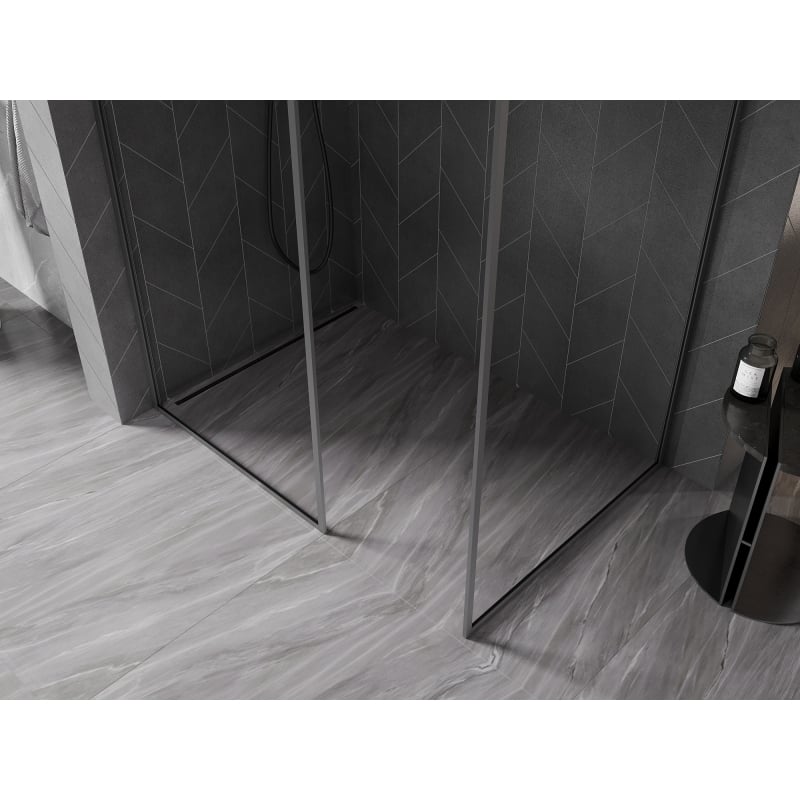 Mexen Kioto-F paroi de douche Walk-in avec cadre 125 x 100 cm, transparent 8 mm, métal canon - 800-125-202-04-95-100