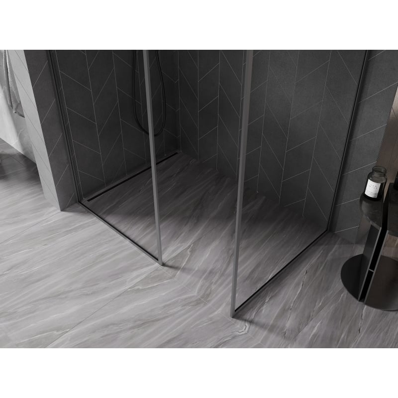 Mexen Kioto-F paroi de douche Walk-in avec cadre 170 x 100 cm, transparent 8 mm, gun metal - 800-170-202-04-95-100