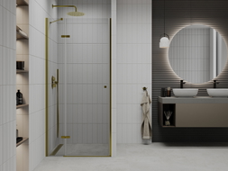 Mexen Roma porte de douche pivotante 120 cm, transparent, dorée - 854-120-000-50-00