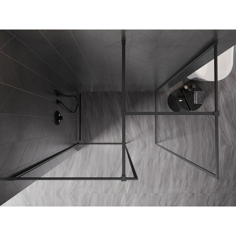 Mexen Kioto-F paroi de douche Walk-in avec cadre 160 x 110 cm, transparent 8 mm, gun metal - 800-160-202-04-95-110