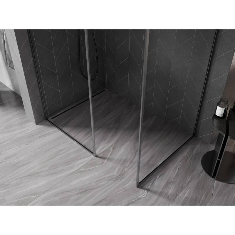 Mexen Kioto-F paroi de douche Walk-in avec cadre 155 x 110 cm, transparent 8 mm, gris canon brossé - 800-155-202-04-66-110