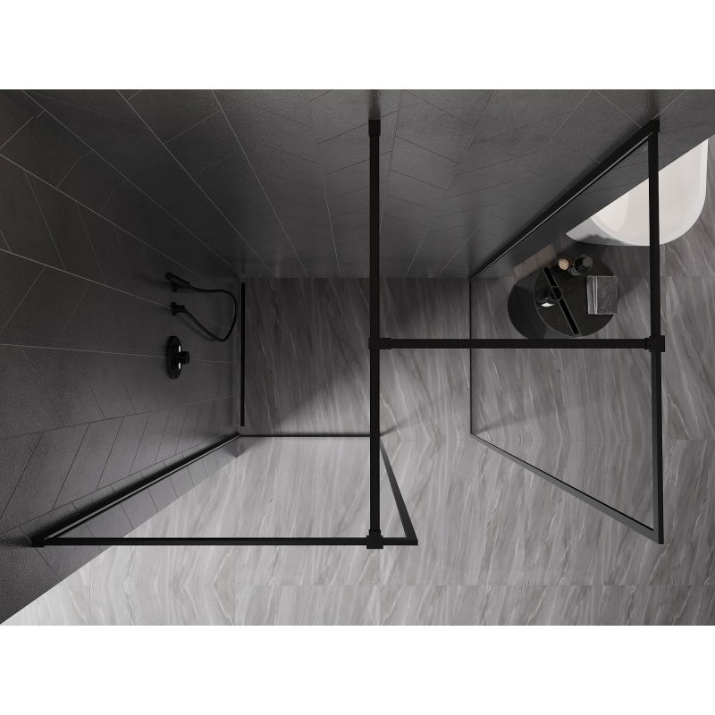 Mexen Kioto-F paroi de douche Walk-in avec cadre 95 x 80 cm, transparent 8 mm, noir - 800-095-202-04-70-080