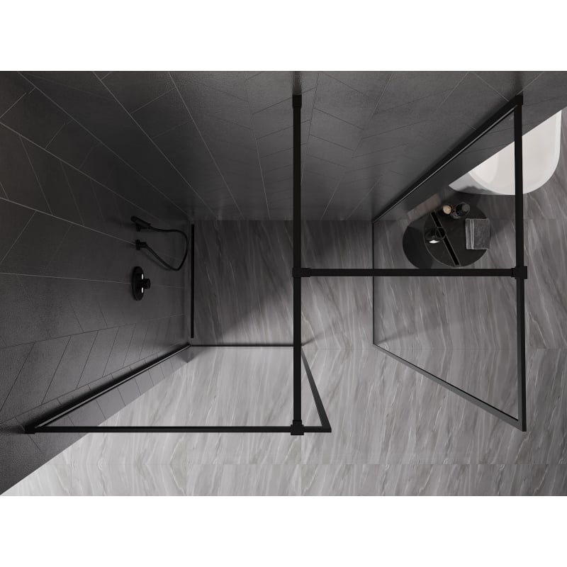 Mexen Kioto-F paroi de douche Walk-in avec cadre 150 x 105 cm, transparent 8 mm, noir - 800-150-202-04-70-105