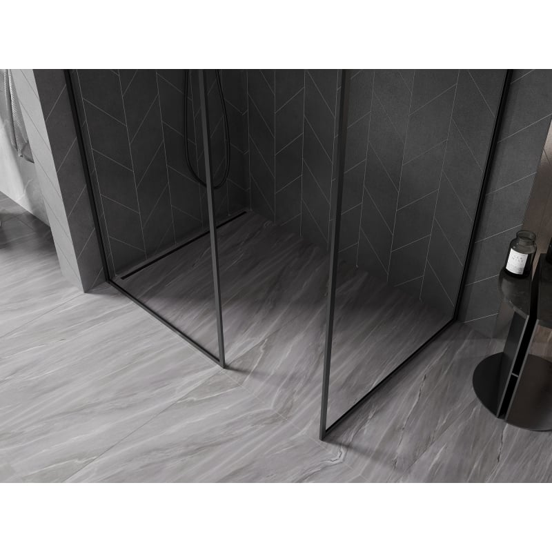 Mexen Kioto-F paroi de douche Walk-in avec cadre 155 x 110 cm, transparent 8 mm, noir - 800-155-202-04-70-110