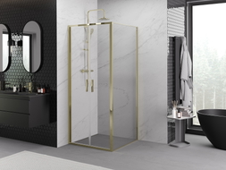 Mexen Exo-B Duo cabine de douche pivotante 70 x 70 cm, transparent, dorée - 814-070-070-50-00